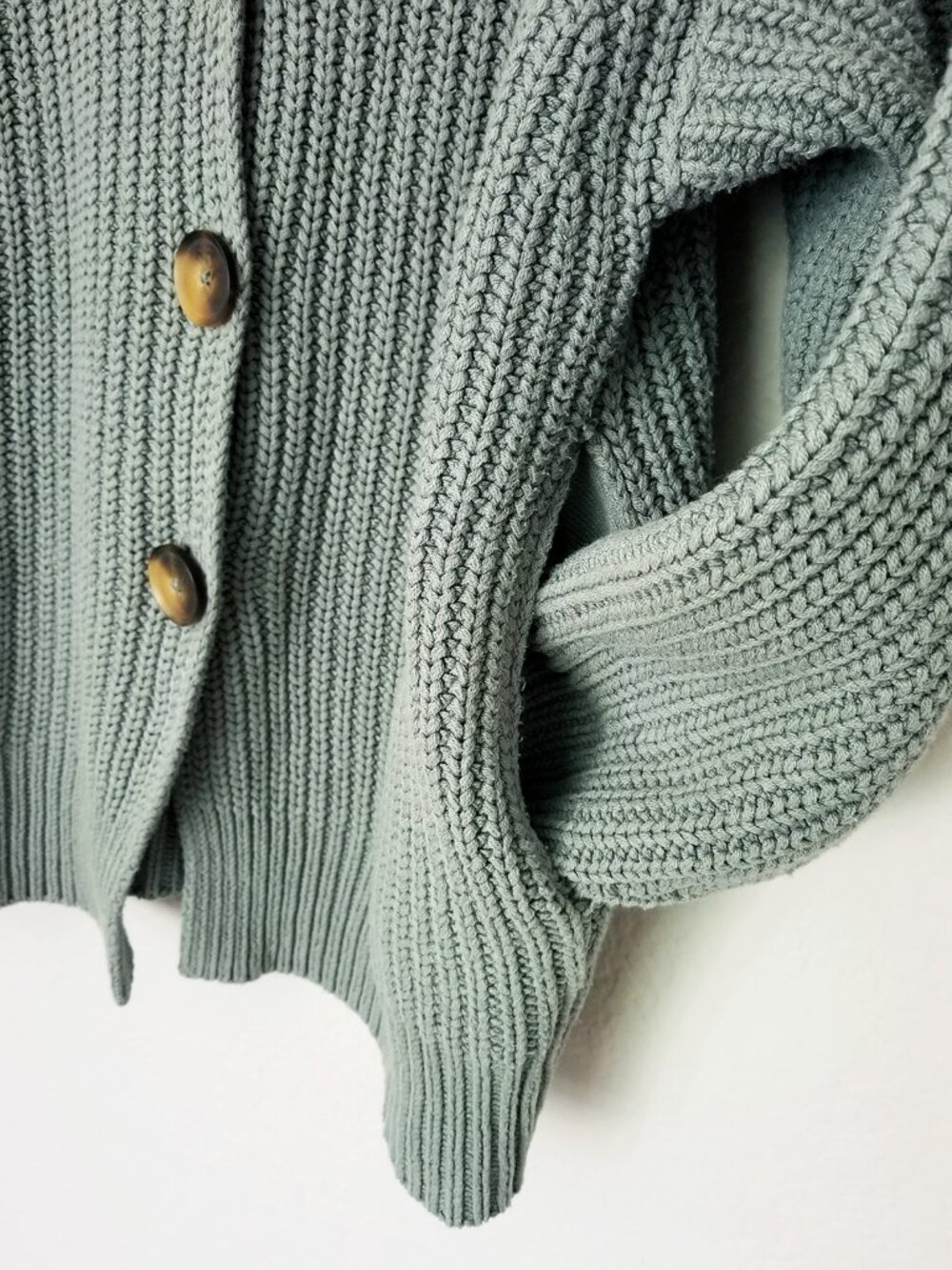 Free People Swim Too Deep Oversized Cardi Longline Cardigan M Seafoam Green $158 - Picture 12 of 16